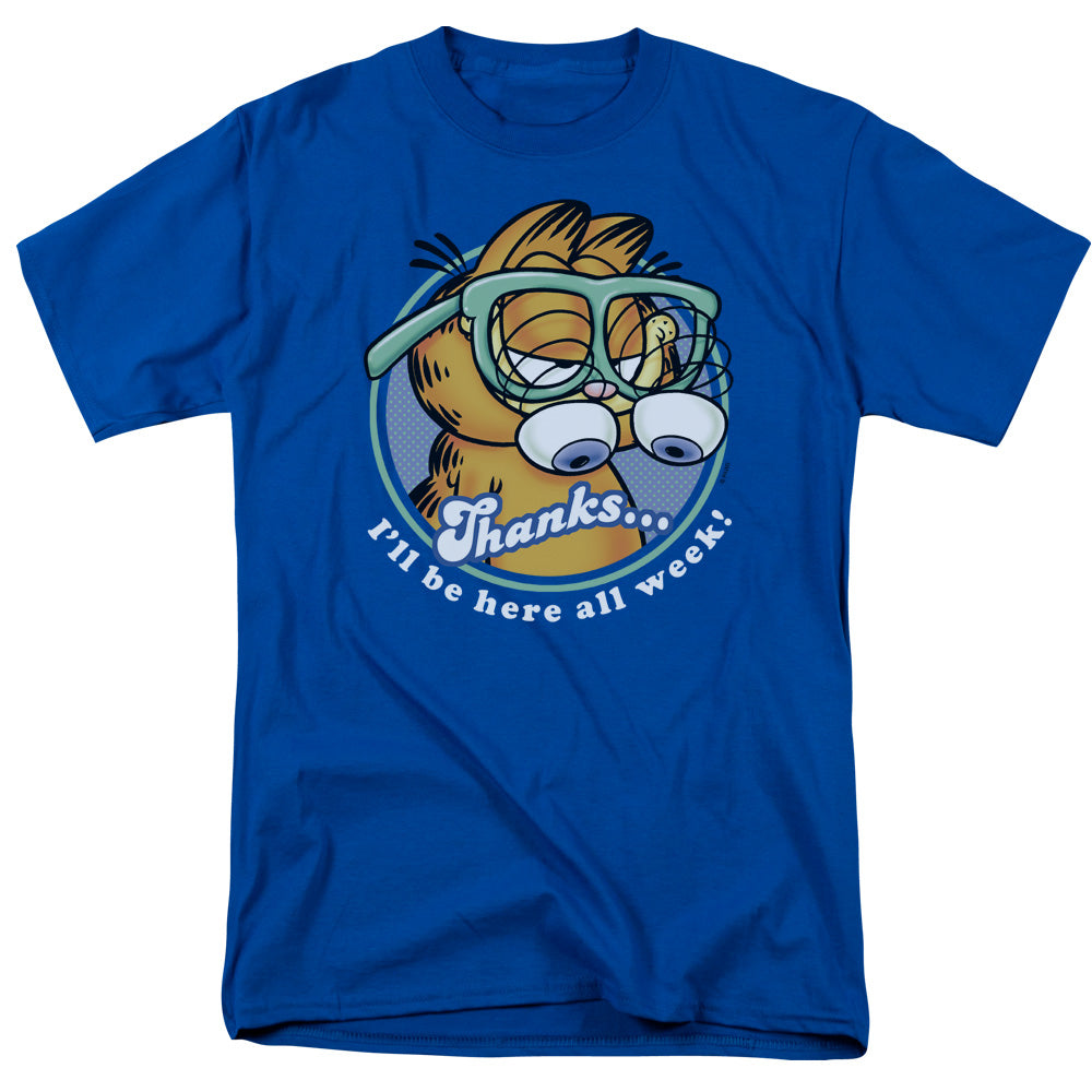 AN OFFCIALLY LICENSED GARFIELD PERFORMING MEN'S REGULAR FIT T-SHIRT ROYAL