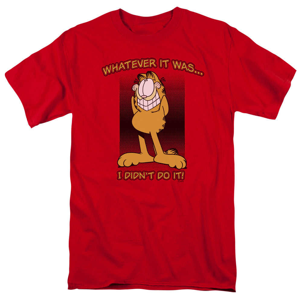 AN OFFCIALLY LICENSED GARFIELD I DIDNT DO IT MEN'S REGULAR FIT T-SHIRT RED