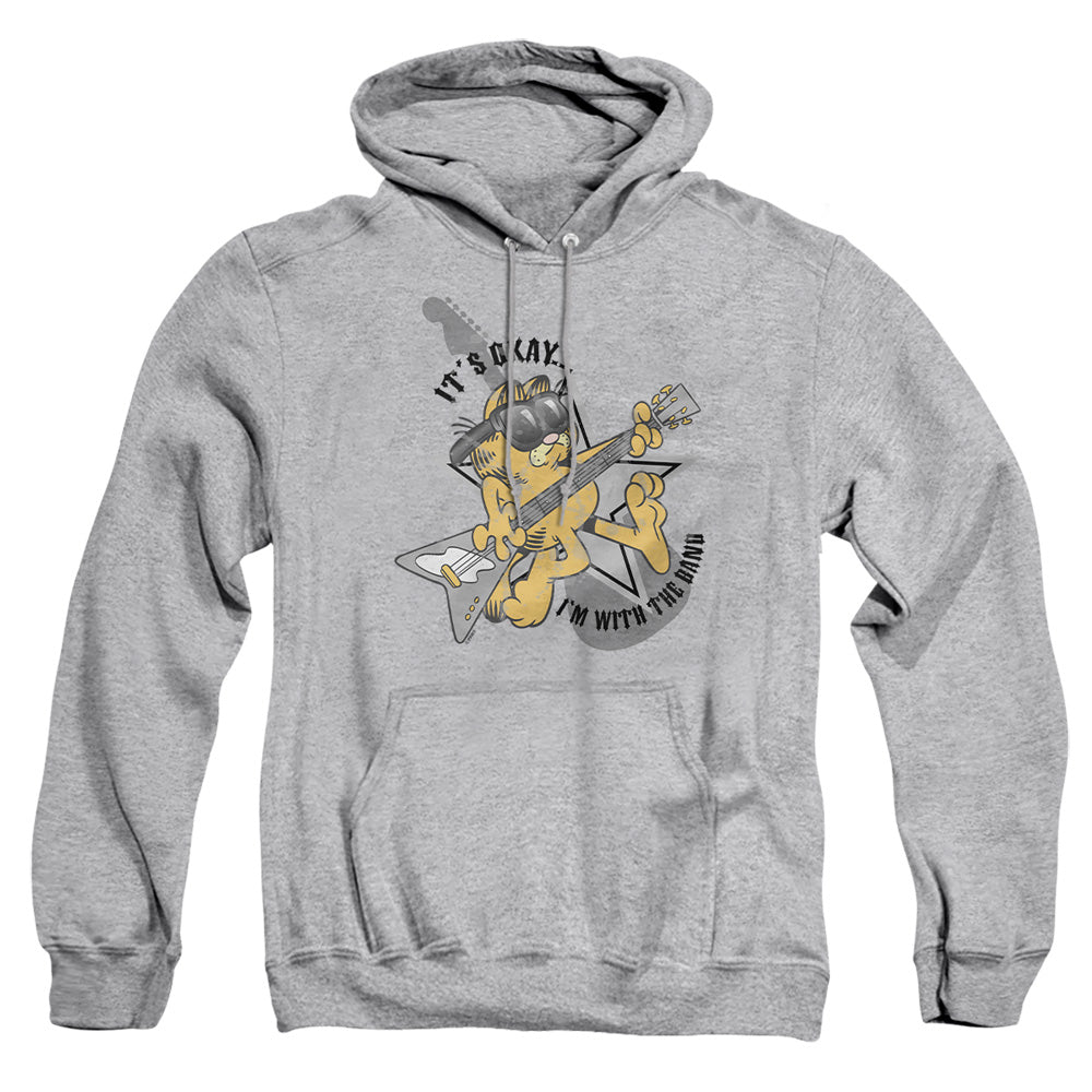 AN OFFCIALLY LICENSED GARFIELD IM WITH THE BAND ADULT UNISEX PULLOVER HOODIE ATHLETIC HEATHER