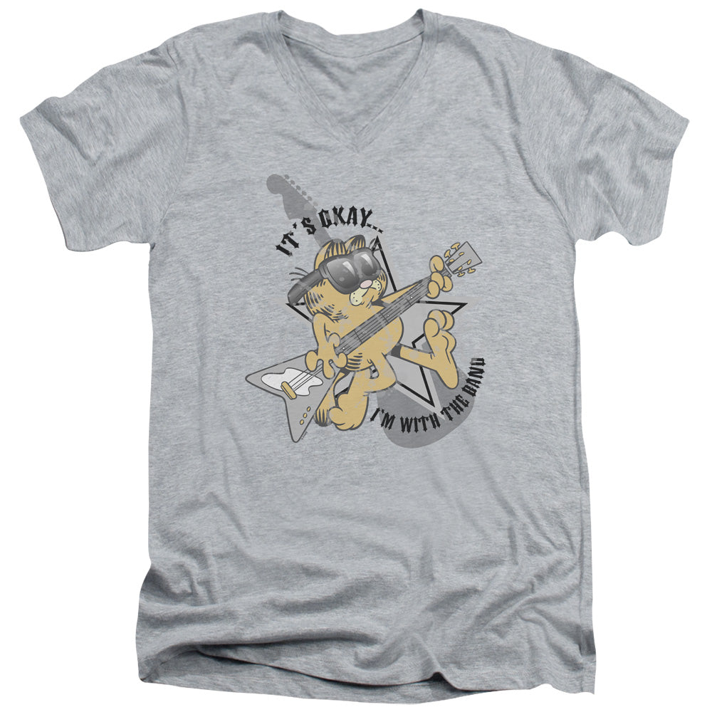 AN OFFCIALLY LICENSED GARFIELD IM WITH THE BAND MEN'S V-NECK T-SHIRT ATHLETIC HEATHER