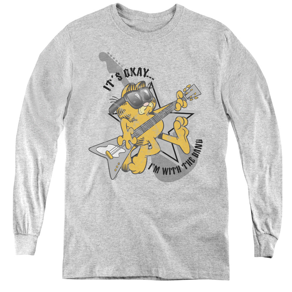 AN OFFCIALLY LICENSED GARFIELD IM WITH THE BAND YOUTH LONG SLEEVE T-SHIRT ATHLETIC HEATHER