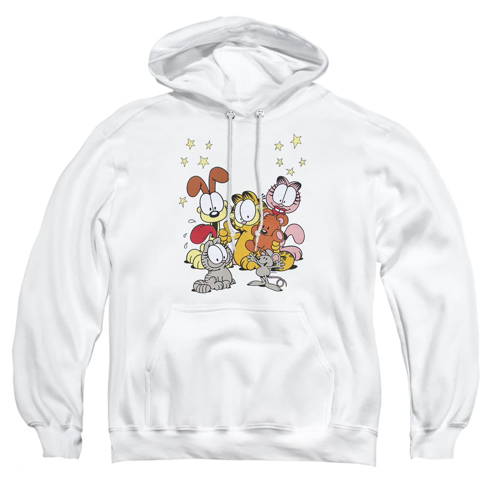 AN OFFCIALLY LICENSED GARFIELD FRIENDS ARE BEST ADULT UNISEX PULLOVER HOODIE WHITE
