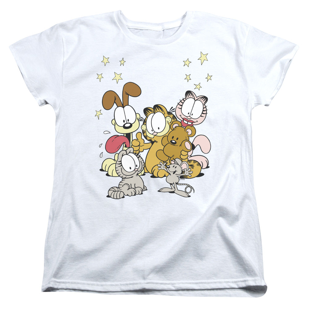 AN OFFCIALLY LICENSED GARFIELD FRIENDS ARE BEST WOMEN'S REGULAR FIT T-SHIRT WHITE