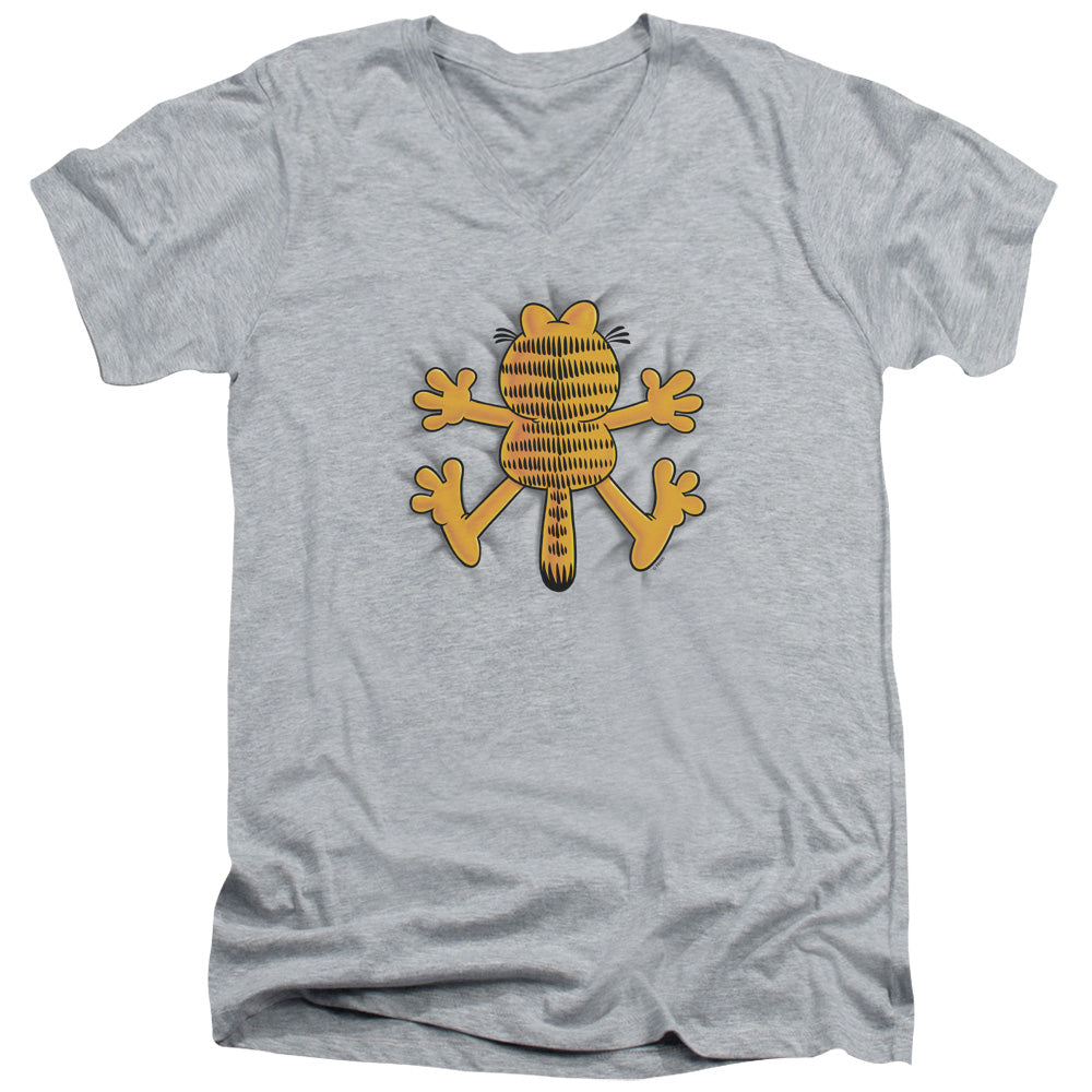 AN OFFCIALLY LICENSED GARFIELD OW MEN'S V-NECK T-SHIRT ATHLETIC HEATHER