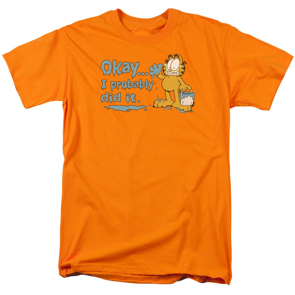 AN OFFCIALLY LICENSED GARFIELD I PROBABLY DID IT MEN'S REGULAR FIT T-SHIRT ORANGE