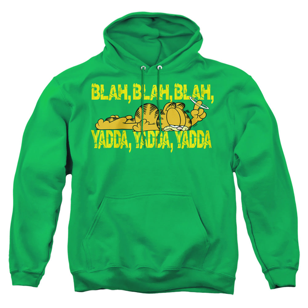 AN OFFCIALLY LICENSED GARFIELD BLAH BLAH BLAH ADULT UNISEX PULLOVER HOODIE KELLY GREEN