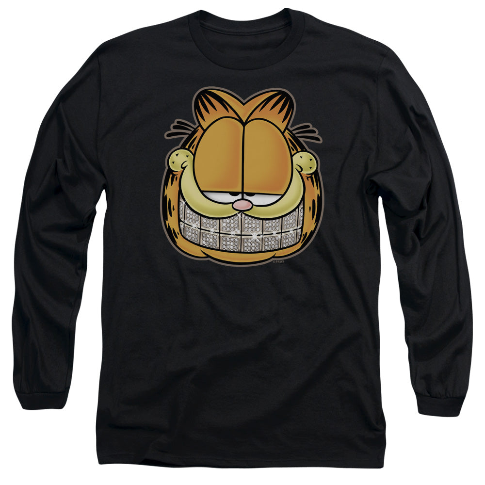 AN OFFCIALLY LICENSED GARFIELD NICE GRILL MEN'S LONG SLEEVE T-SHIRT BLACK