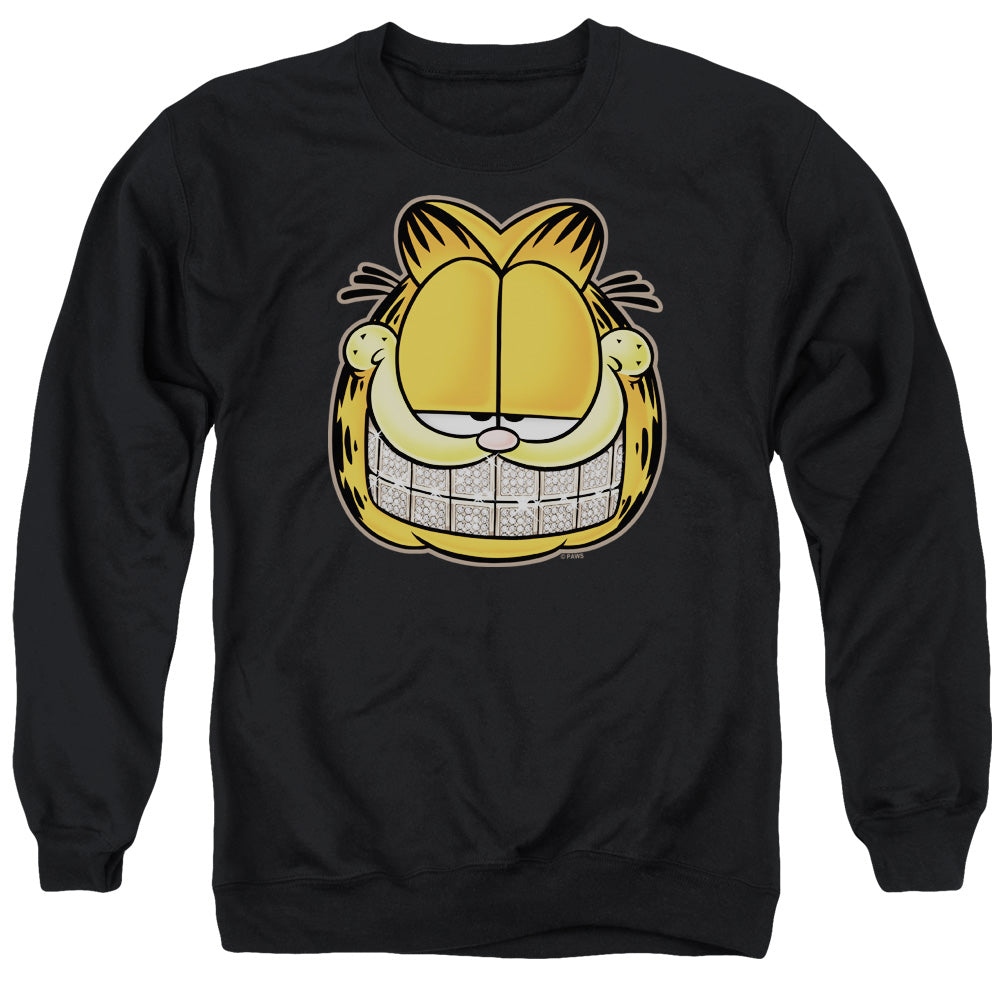 AN OFFCIALLY LICENSED GARFIELD NICE GRILL ADULT UNISEX CREWNECK SWEATSHIRT BLACK
