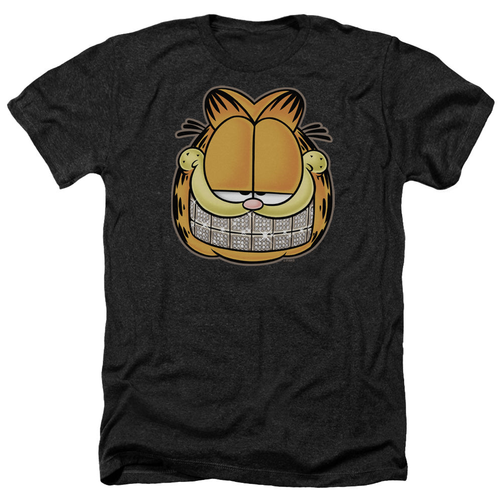 AN OFFCIALLY LICENSED GARFIELD NICE GRILL MEN'S HEATHER T-SHIRT CHARCOAL