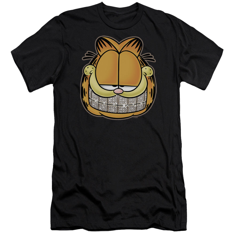 AN OFFCIALLY LICENSED GARFIELD NICE GRILL MEN'S PREMIUM SLIM FIT T-SHIRT BLACK