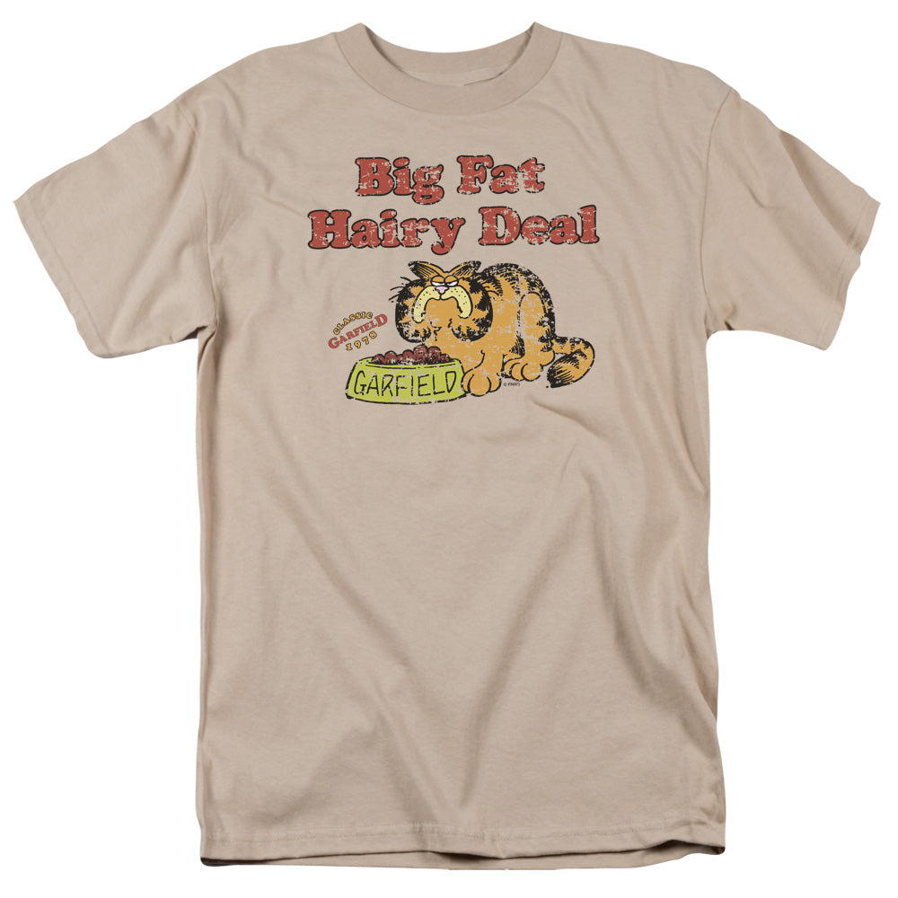 AN OFFCIALLY LICENSED GARFIELD BIG FAT HAIRY DEAL MEN'S REGULAR FIT T-SHIRT SAND