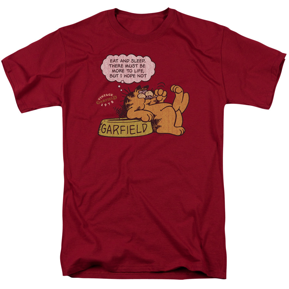 AN OFFCIALLY LICENSED GARFIELD EAT AND SLEEP MEN'S REGULAR FIT T-SHIRT CARDINAL