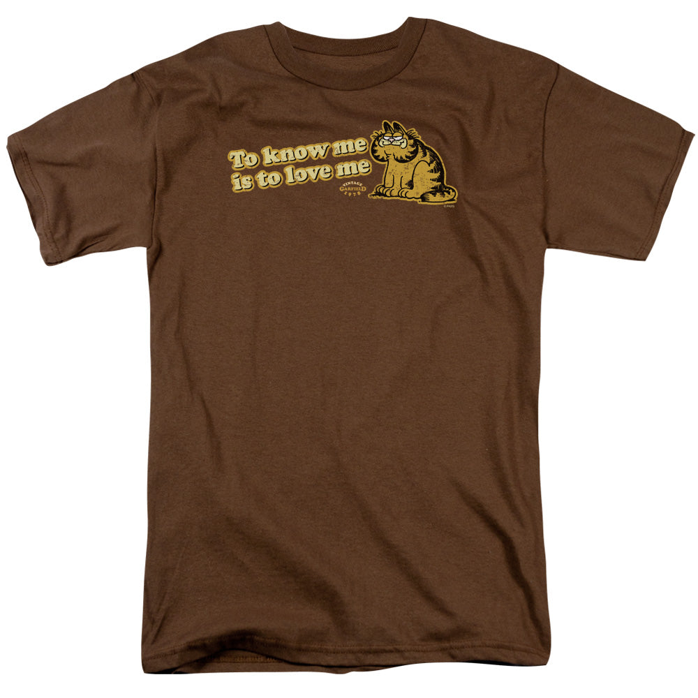 AN OFFCIALLY LICENSED GARFIELD TO KNOW ME IS TO LOVE ME MEN'S REGULAR FIT T-SHIRT COFFEE