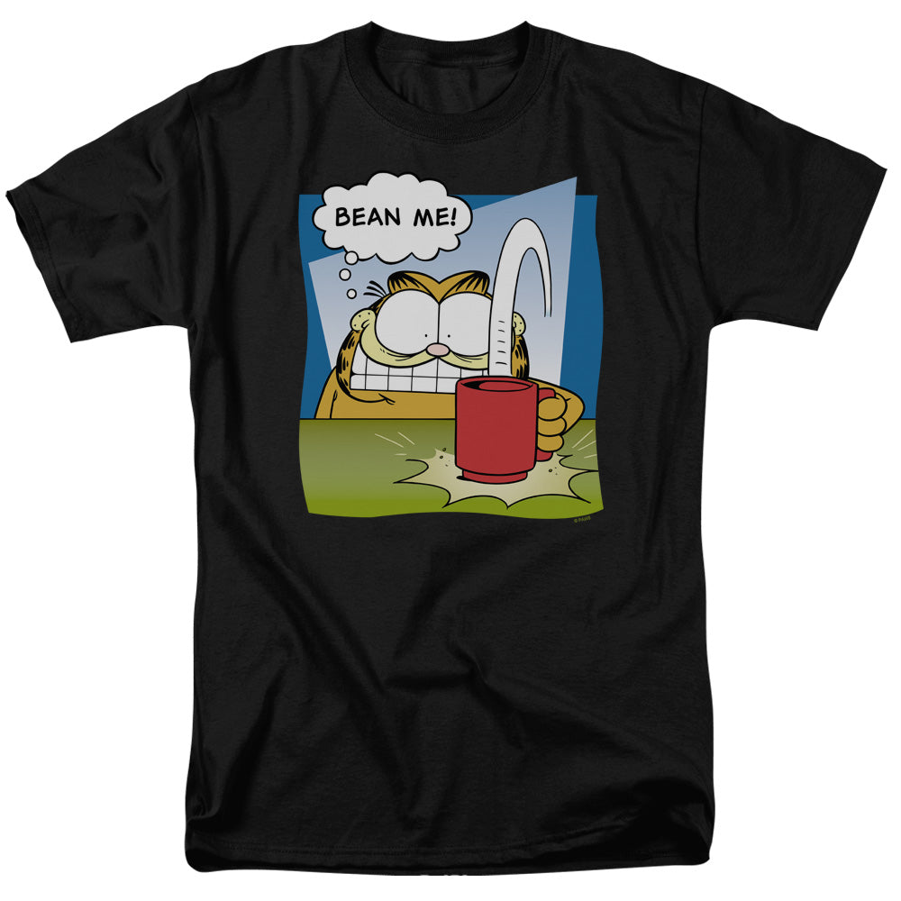 AN OFFCIALLY LICENSED GARFIELD BEAN ME MEN'S REGULAR FIT T-SHIRT BLACK
