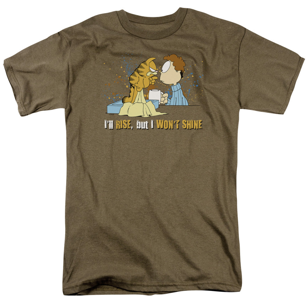 AN OFFCIALLY LICENSED GARFIELD ILL RISE MEN'S REGULAR FIT T-SHIRT SAFARI GREEN