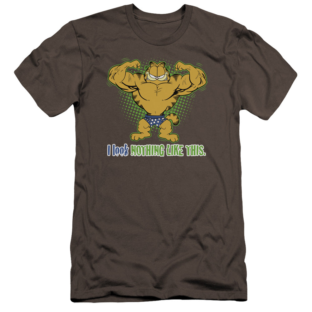 AN OFFCIALLY LICENSED GARFIELD NOTHING LIKE THIS MEN'S PREMIUM SLIM FIT T-SHIRT CHARCOAL