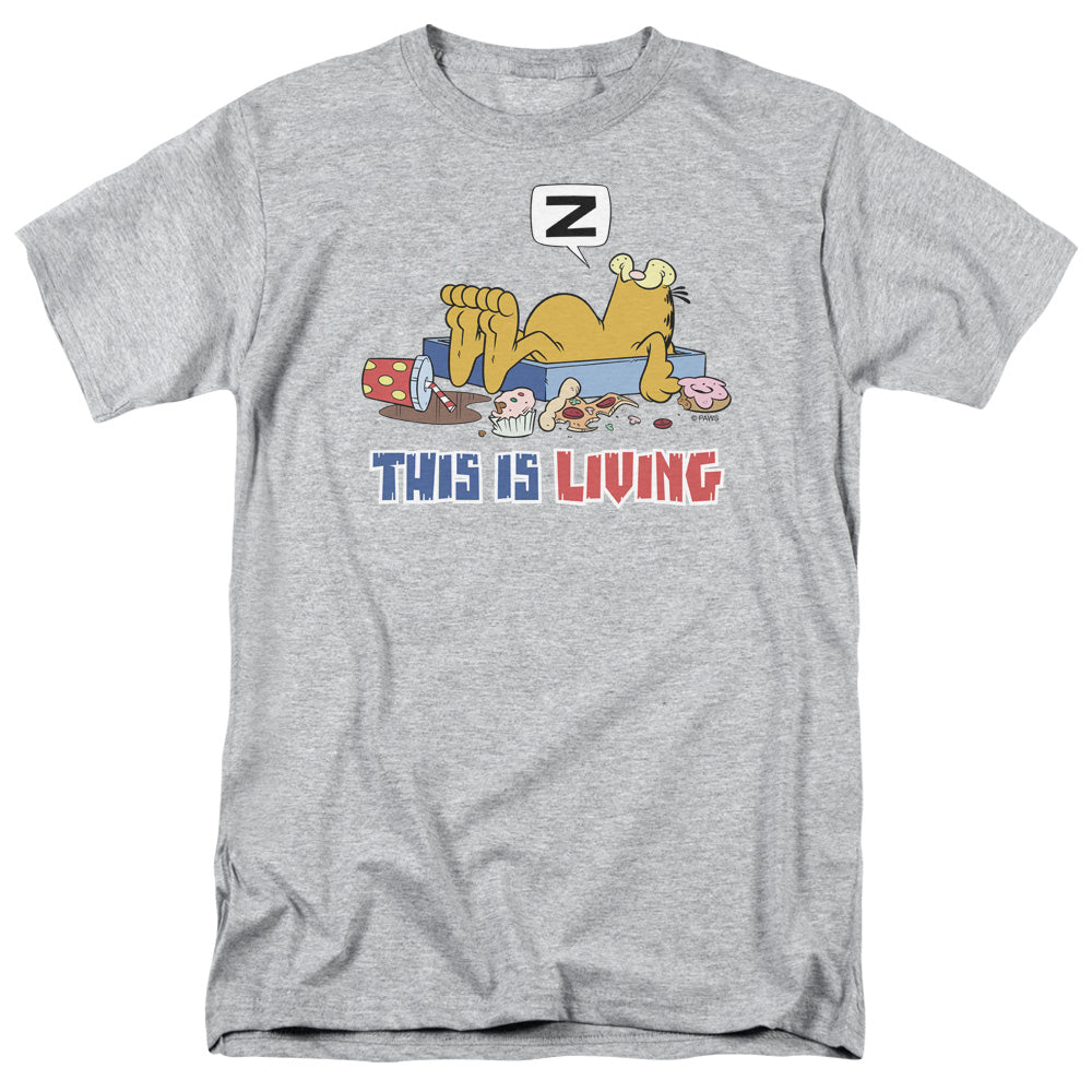 AN OFFCIALLY LICENSED GARFIELD THIS IS LIVING MEN'S REGULAR FIT T-SHIRT ATHLETIC HEATHER