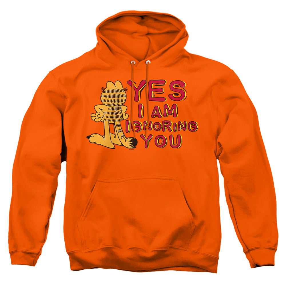 AN OFFCIALLY LICENSED GARFIELD YES I AM ADULT UNISEX PULLOVER HOODIE ORANGE