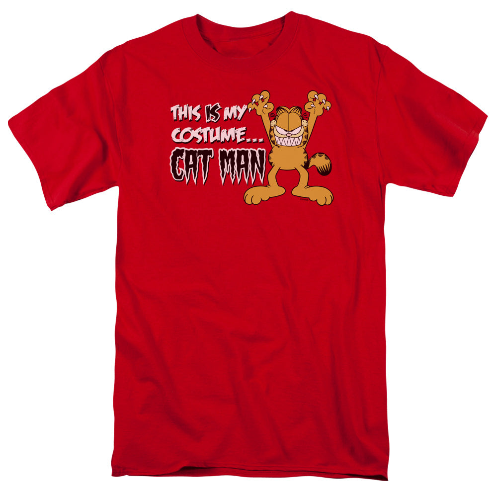 AN OFFCIALLY LICENSED GARFIELD CAT MAN MEN'S REGULAR FIT T-SHIRT RED