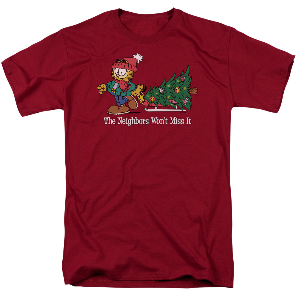 AN OFFCIALLY LICENSED GARFIELD WONT MISS IT MEN'S REGULAR FIT T-SHIRT CARDINAL