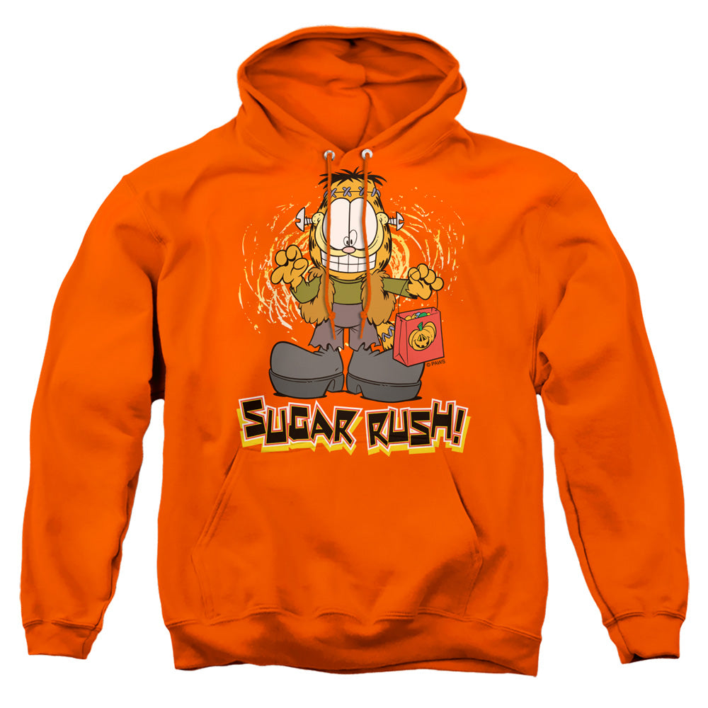 AN OFFCIALLY LICENSED GARFIELD SUGAR RUSH ADULT UNISEX PULLOVER HOODIE ORANGE