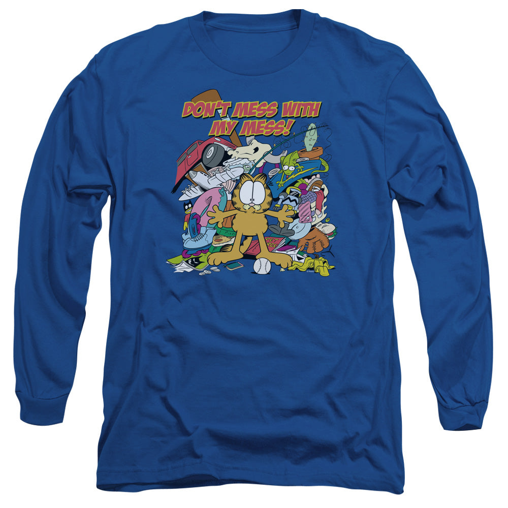 AN OFFCIALLY LICENSED GARFIELD MY MESS MEN'S LONG SLEEVE T-SHIRT ROYAL