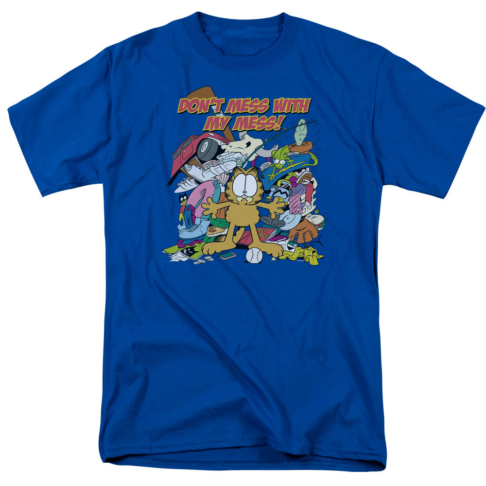 AN OFFCIALLY LICENSED GARFIELD MY MESS MEN'S REGULAR FIT T-SHIRT ROYAL
