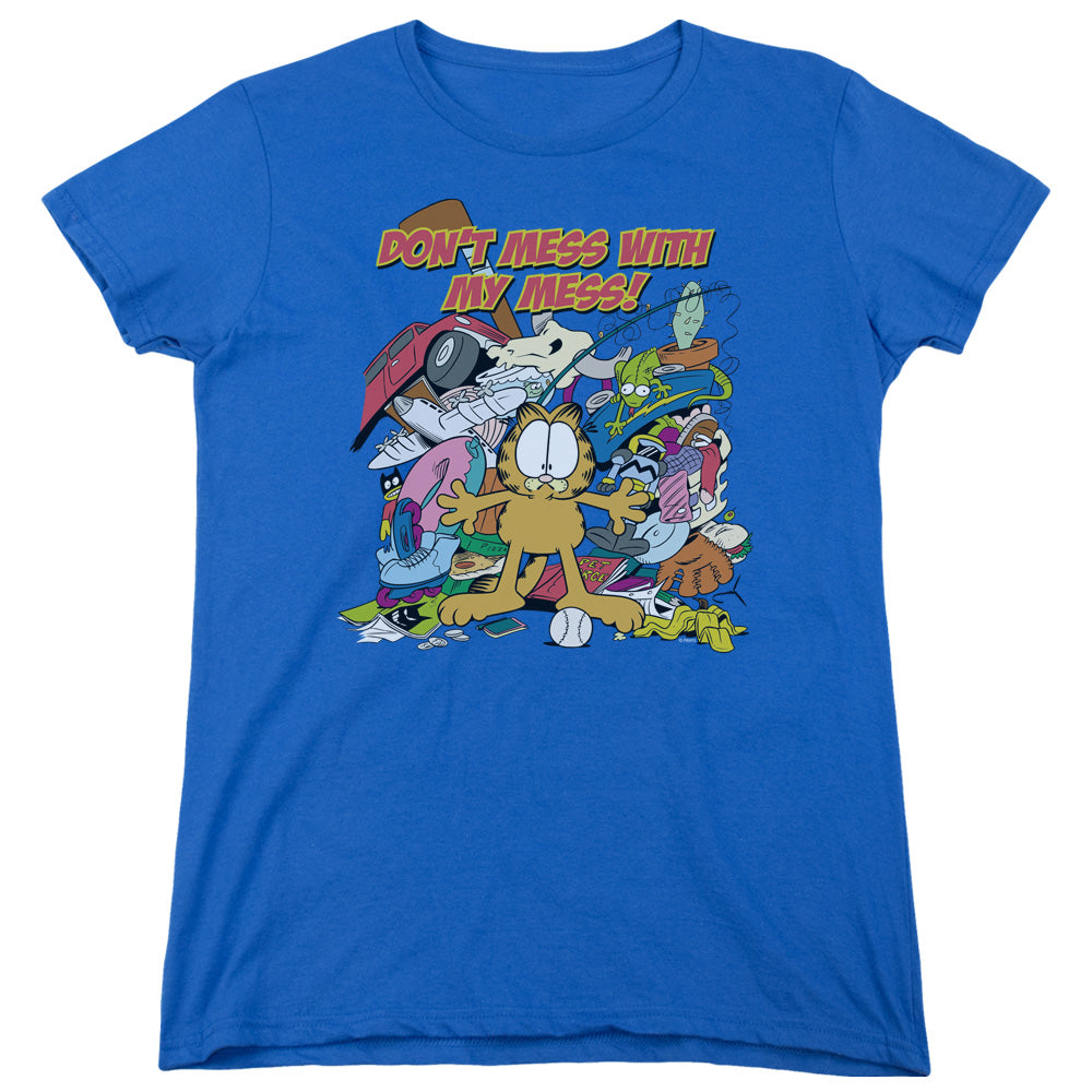 AN OFFCIALLY LICENSED GARFIELD MY MESS WOMEN'S REGULAR FIT T-SHIRT ROYAL
