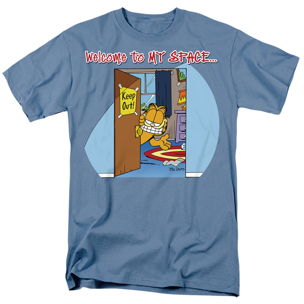 AN OFFCIALLY LICENSED GARFIELD WELCOME TO MYSPACE MEN'S REGULAR FIT T-SHIRT CAROLINA BLUE