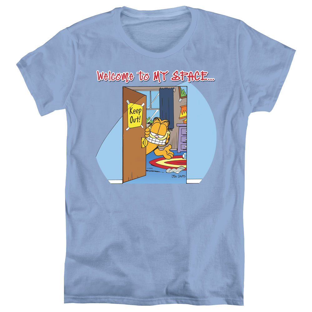 AN OFFCIALLY LICENSED GARFIELD WELCOME TO MYSPACE WOMEN'S REGULAR FIT T-SHIRT CAROLINA BLUE