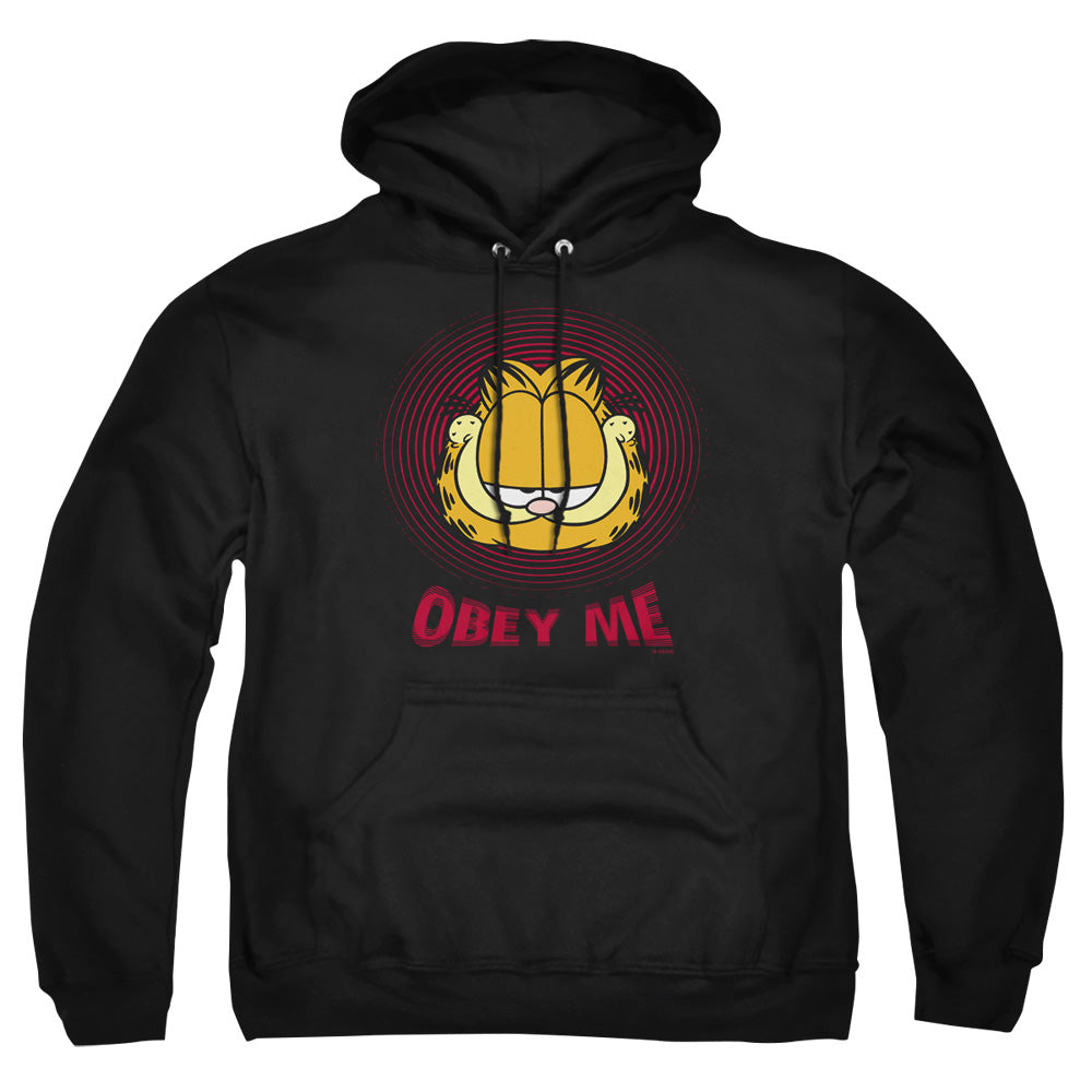 AN OFFCIALLY LICENSED GARFIELD OBEY ME ADULT UNISEX PULLOVER HOODIE BLACK