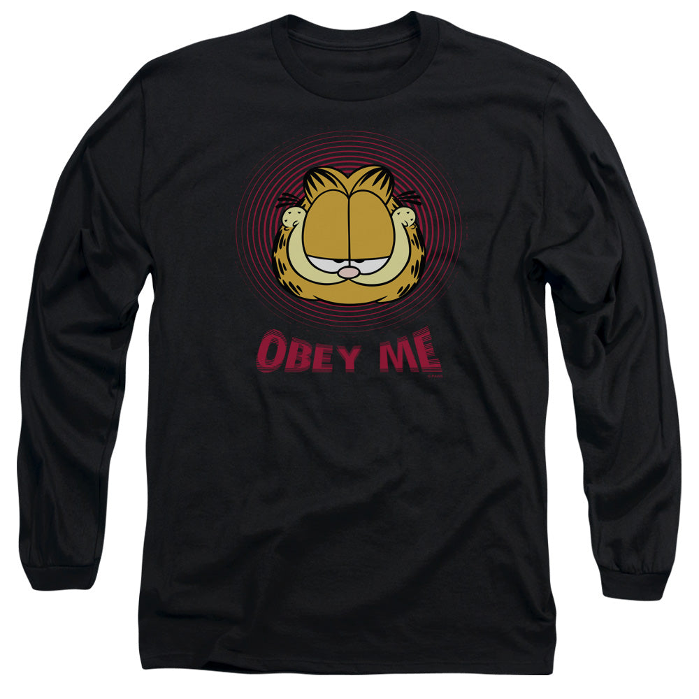 AN OFFCIALLY LICENSED GARFIELD OBEY ME MEN'S LONG SLEEVE T-SHIRT BLACK