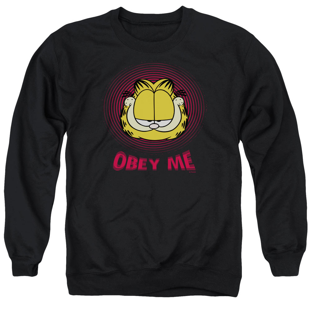AN OFFCIALLY LICENSED GARFIELD OBEY ME ADULT UNISEX CREWNECK SWEATSHIRT BLACK