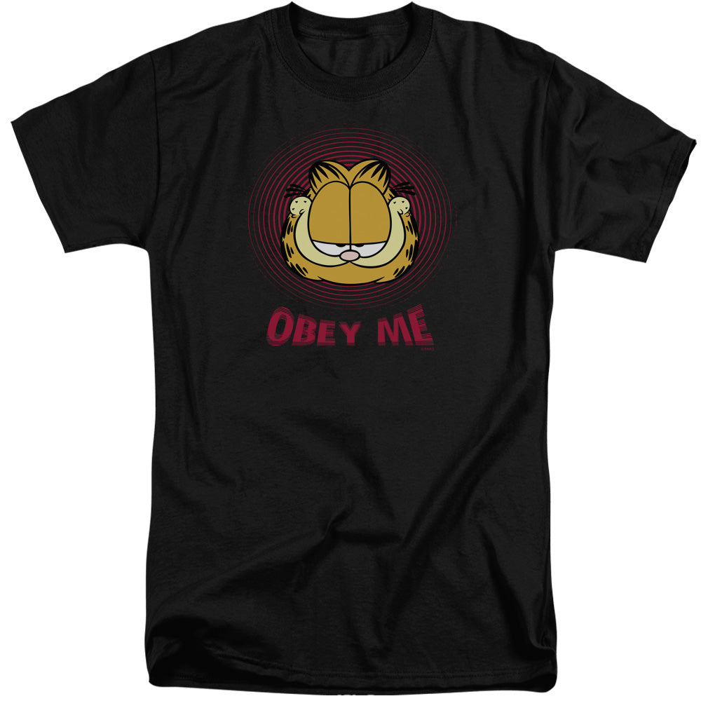 AN OFFCIALLY LICENSED GARFIELD OBEY ME MEN'S TALL FIT T-SHIRT BLACK