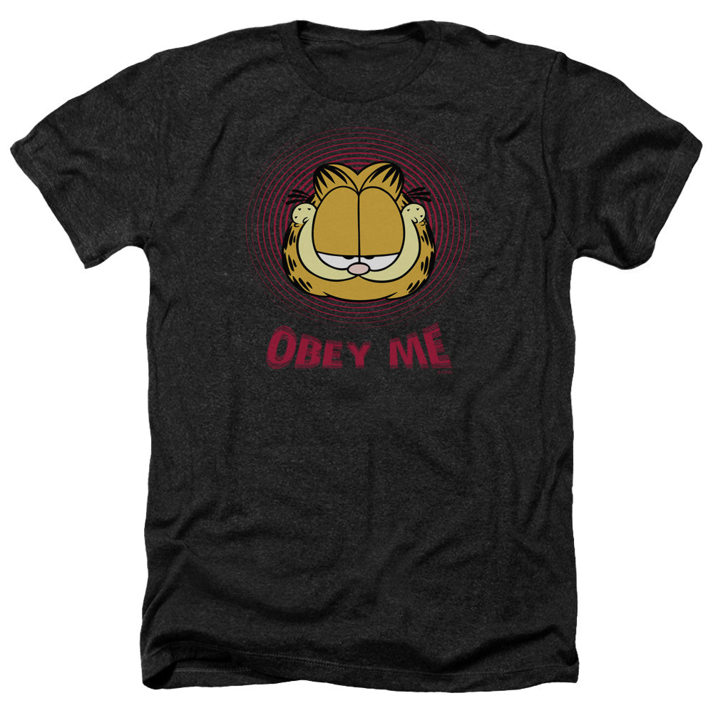 AN OFFCIALLY LICENSED GARFIELD OBEY ME MEN'S HEATHER T-SHIRT CHARCOAL