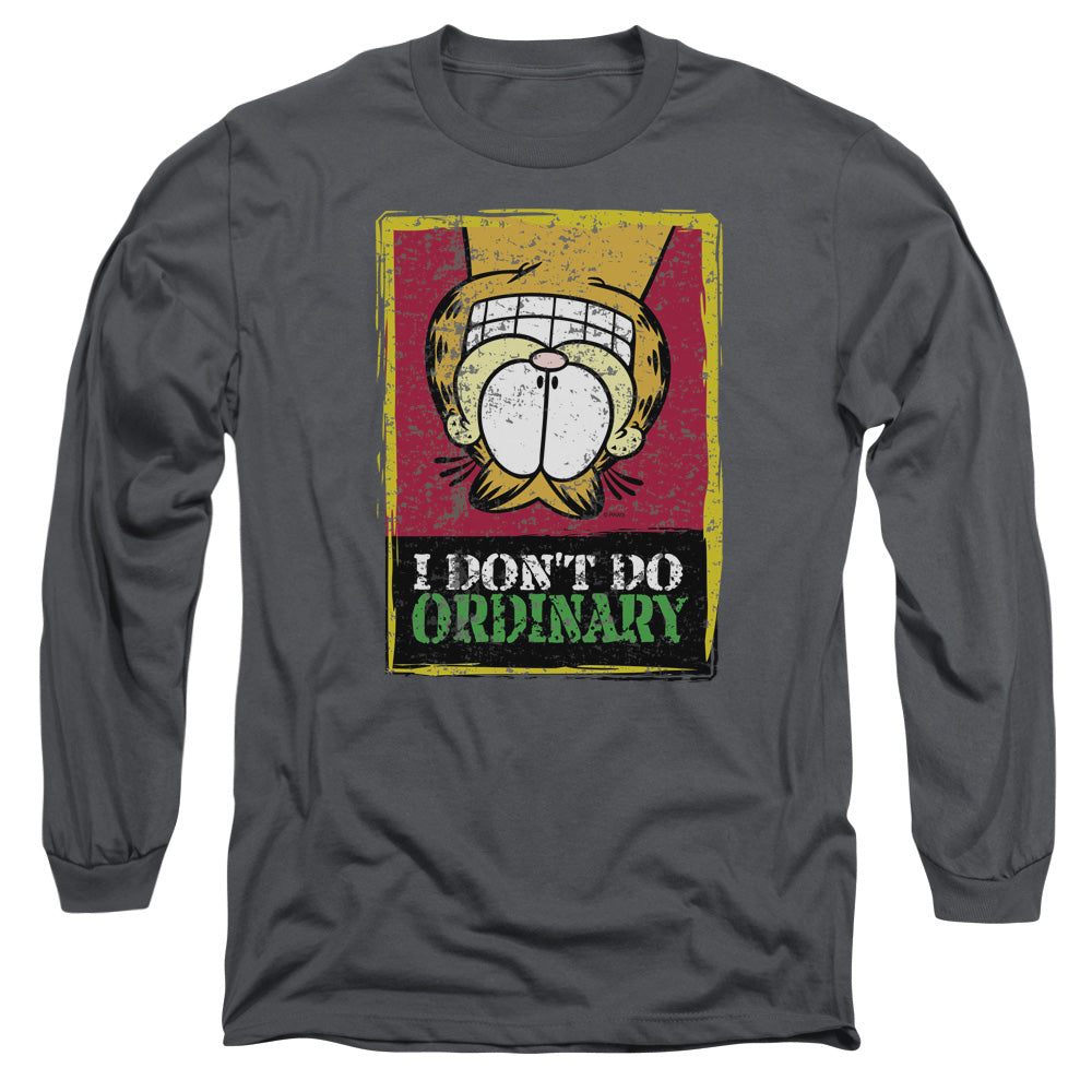 AN OFFCIALLY LICENSED GARFIELD I DONT DO ORDINARY MEN'S LONG SLEEVE T-SHIRT CHARCOAL