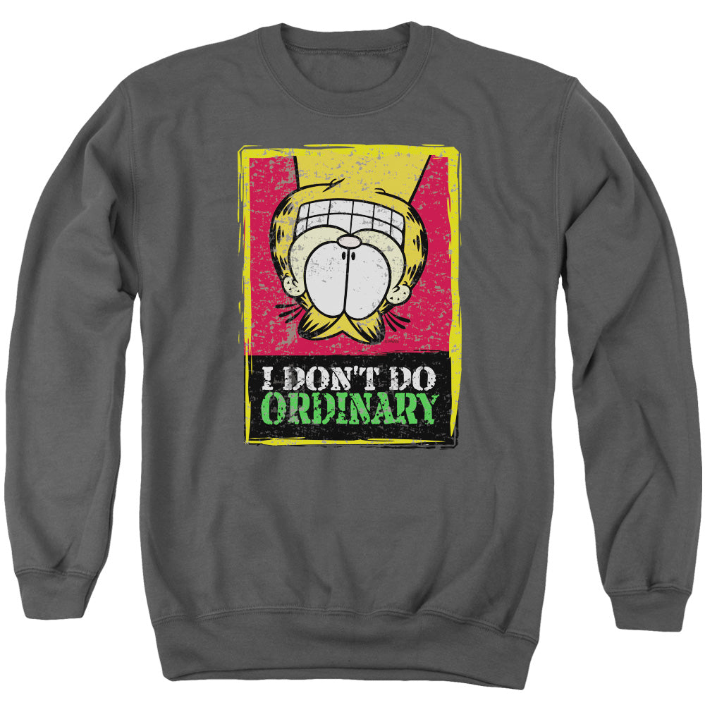 AN OFFCIALLY LICENSED GARFIELD I DONT DO ORDINARY ADULT UNISEX CREWNECK SWEATSHIRT CHARCOAL