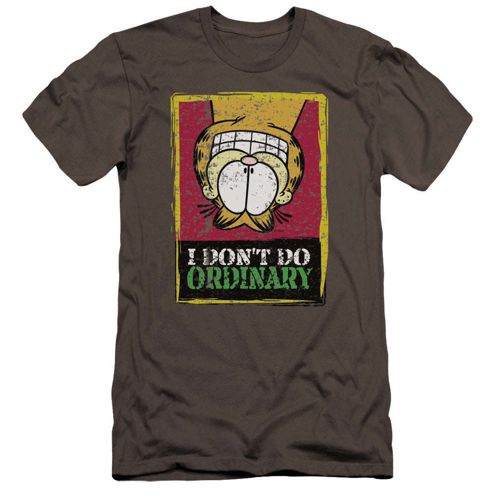 AN OFFCIALLY LICENSED GARFIELD I DONT DO ORDINARY MEN'S PREMIUM SLIM FIT T-SHIRT CHARCOAL