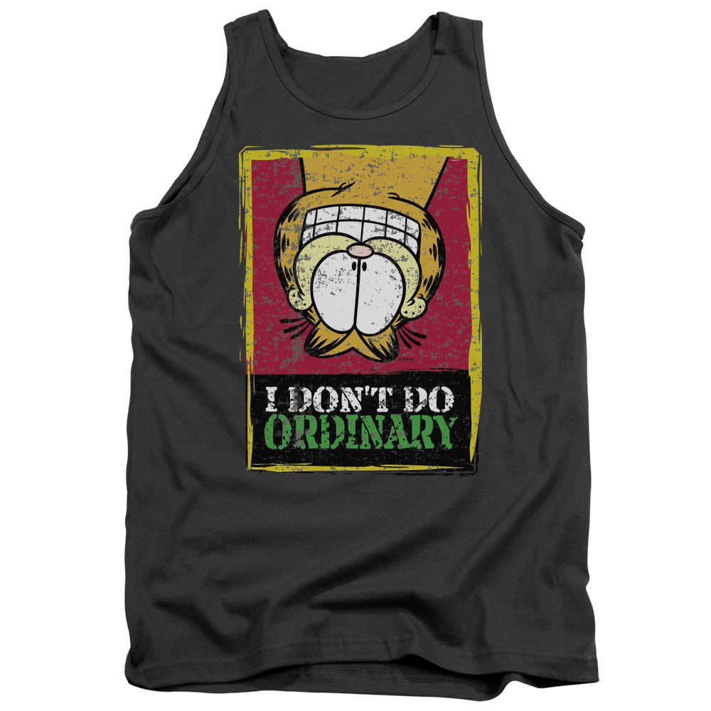 AN OFFCIALLY LICENSED GARFIELD I DONT DO ORDINARY ADULT UNISEX TANK TOP CHARCOAL