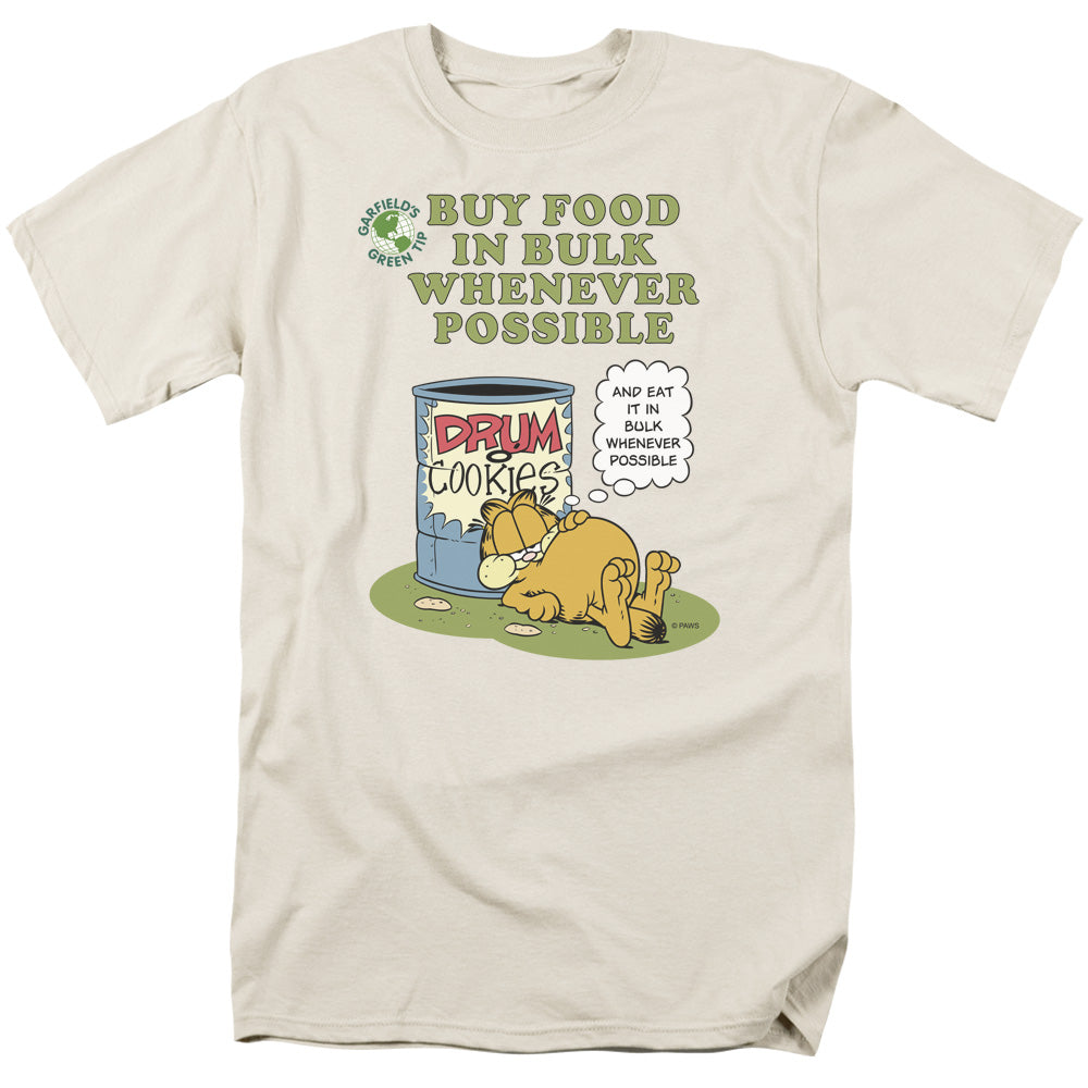 AN OFFCIALLY LICENSED GARFIELD BUY IN BULK MEN'S REGULAR FIT T-SHIRT CREAM