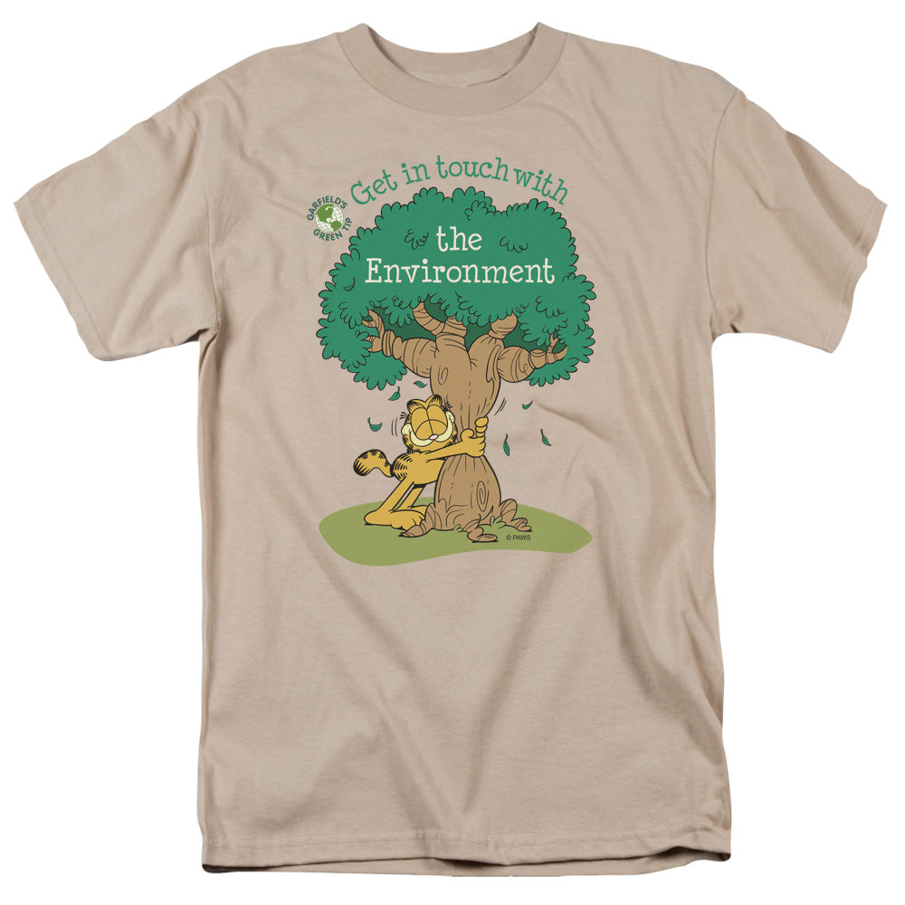 AN OFFCIALLY LICENSED GARFIELD GET IN TOUCH MEN'S REGULAR FIT T-SHIRT SAND