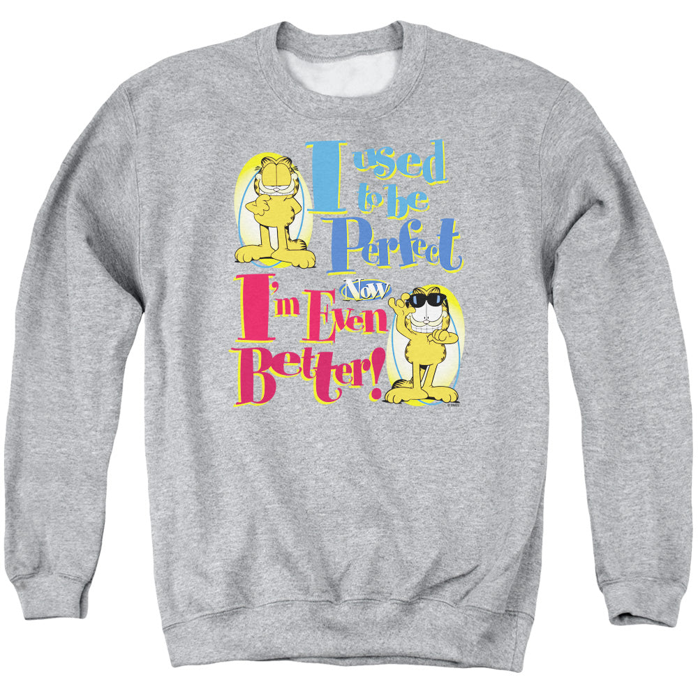 AN OFFCIALLY LICENSED GARFIELD EVEN BETTER ADULT UNISEX CREWNECK SWEATSHIRT ATHLETIC HEATHER