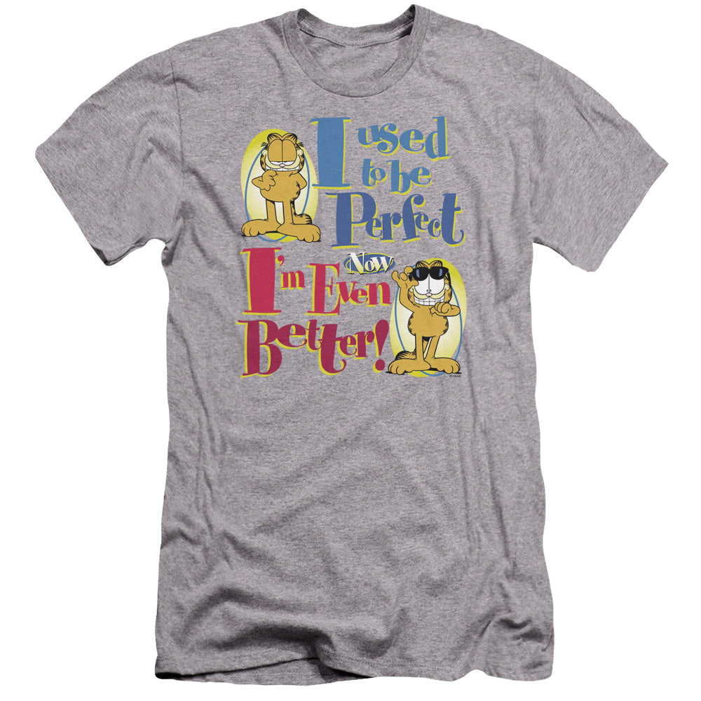 AN OFFCIALLY LICENSED GARFIELD EVEN BETTER MEN'S PREMIUM SLIM FIT T-SHIRT ATHLETIC HEATHER
