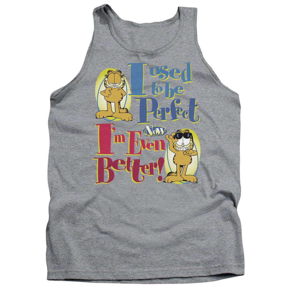 AN OFFCIALLY LICENSED GARFIELD EVEN BETTER ADULT UNISEX TANK TOP ATHLETIC HEATHER