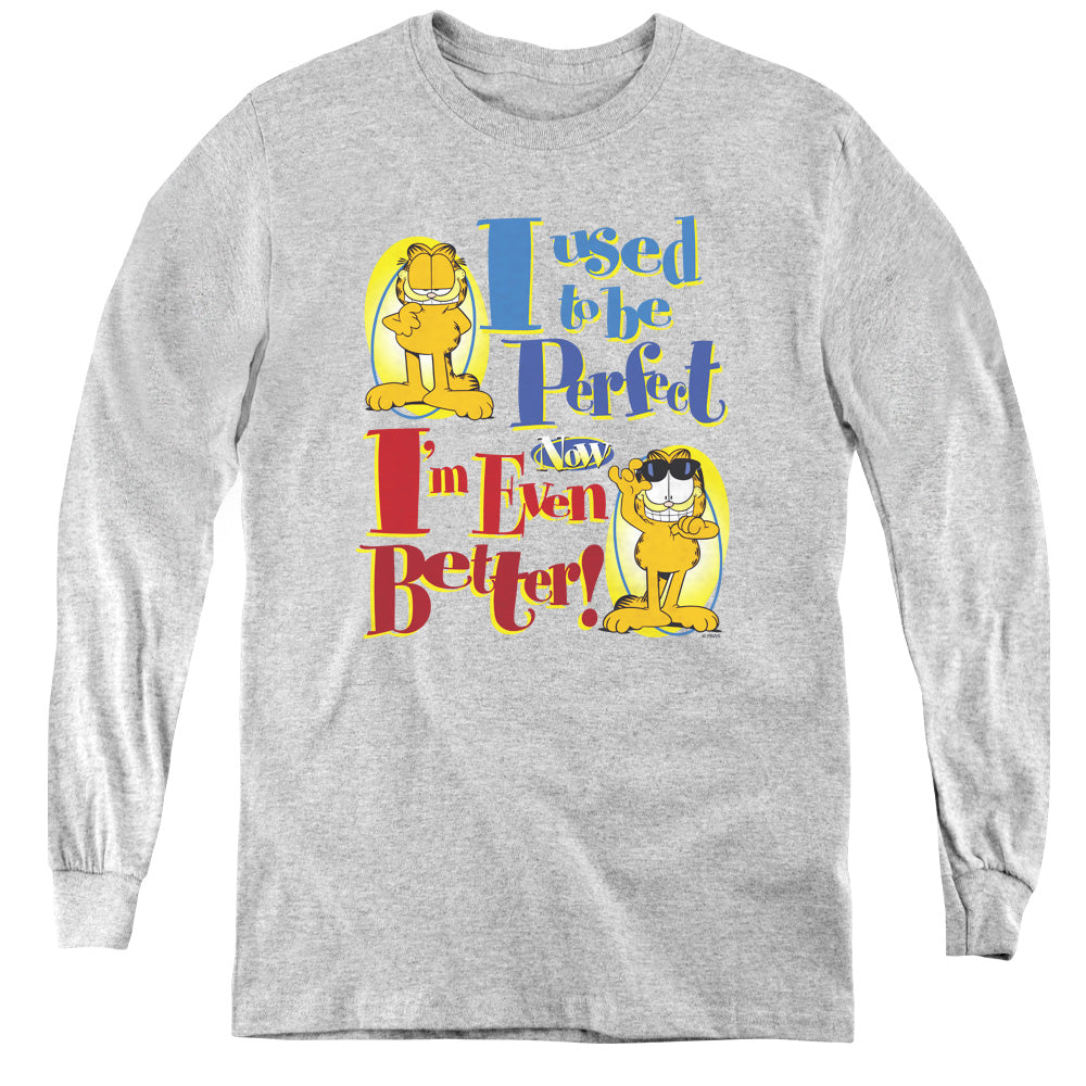 AN OFFCIALLY LICENSED GARFIELD EVEN BETTER YOUTH LONG SLEEVE T-SHIRT ATHLETIC HEATHER