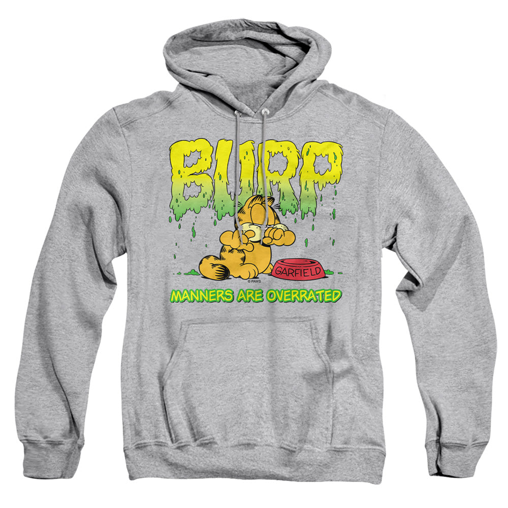 AN OFFCIALLY LICENSED GARFIELD MANNERS ADULT UNISEX PULLOVER HOODIE ATHLETIC HEATHER