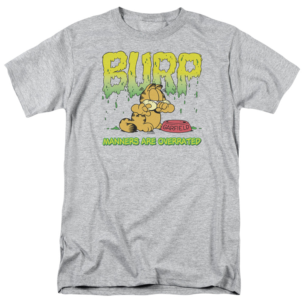 AN OFFCIALLY LICENSED GARFIELD MANNERS MEN'S REGULAR FIT T-SHIRT ATHLETIC HEATHER