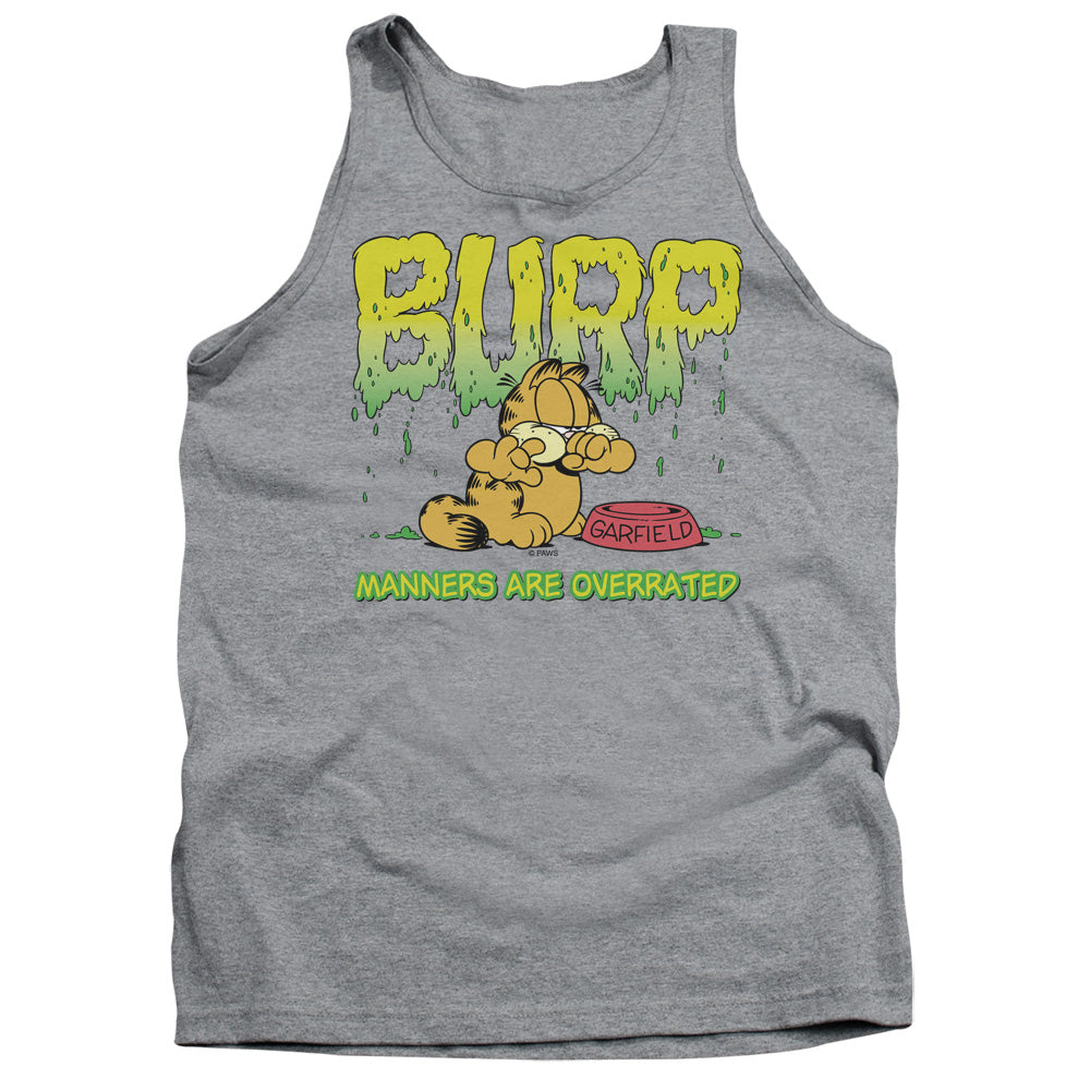 AN OFFCIALLY LICENSED GARFIELD MANNERS ADULT UNISEX TANK TOP ATHLETIC HEATHER