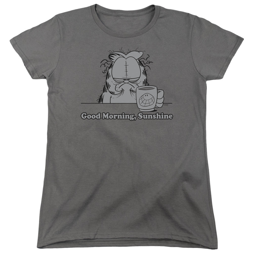 AN OFFCIALLY LICENSED GARFIELD GOOD MORNING SUNSHINE WOMEN'S REGULAR FIT T-SHIRT CHARCOAL