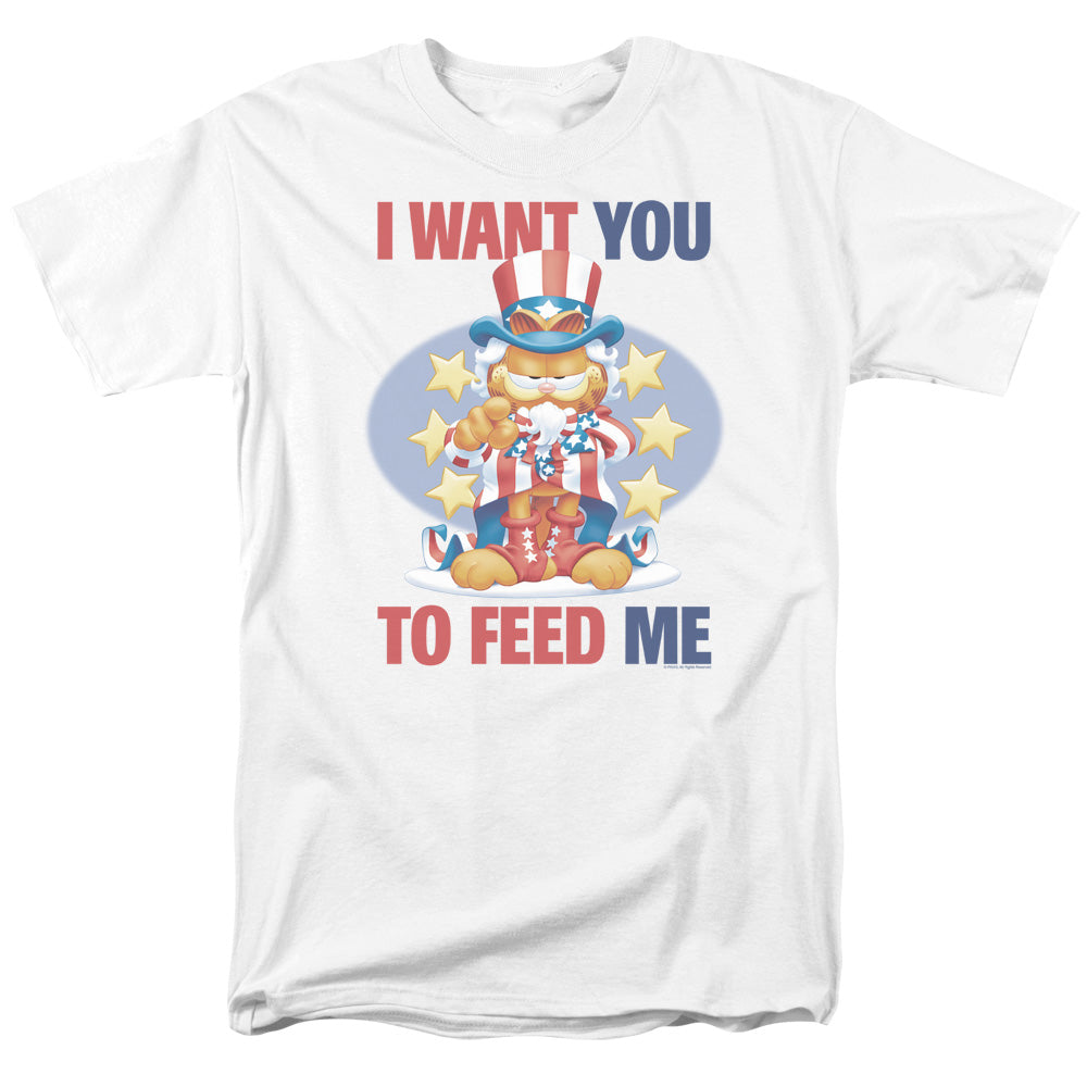 AN OFFCIALLY LICENSED GARFIELD I WANT YOU MEN'S REGULAR FIT T-SHIRT WHITE